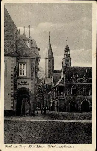 Ak Goslar am Harz, Hotel Kaiser Worth und Rathaus