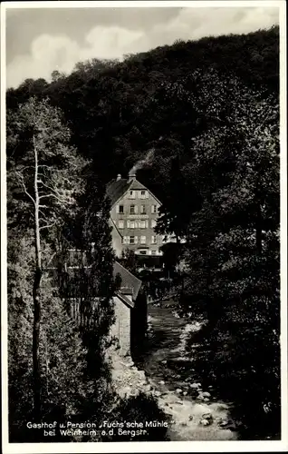 Ak Weinheim an der Bergstraße Baden, Fuchs'sche Mühle, Gaststube