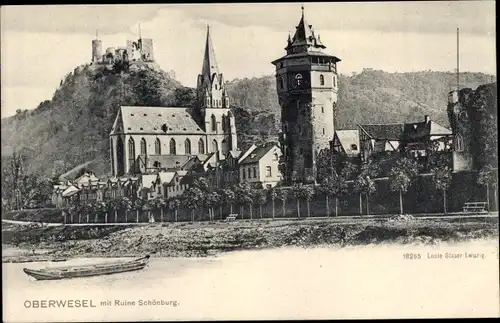 Ak Oberwesel am Rhein, Ruine Schönburg