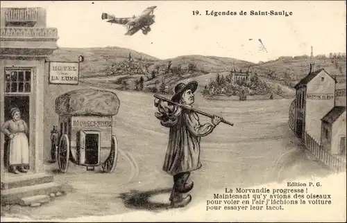 Ak Saint Saulge Nièvre, Legendes de St. Saulge, La Morvandie progresse, Avion