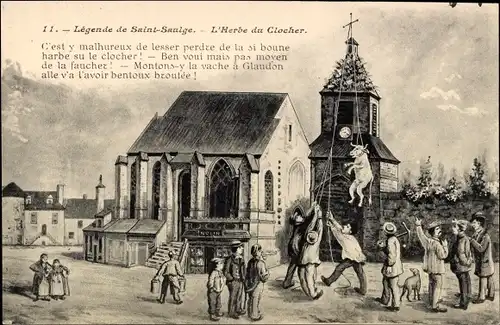 Ak Saint Saulge Nièvre, Legende de St. Saulge, L'Herbe du Clocher