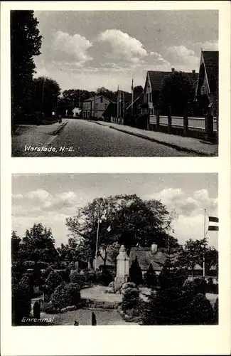 Ak Warstade Hemmoor in Niedersachsen, Straßenpartie, Ehrenmal