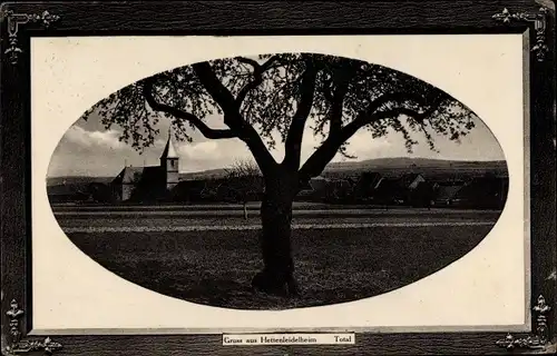 Passepartout Ak Hettenleidelheim in der Pfalz, Blick auf den Ort, Kirche, Baum