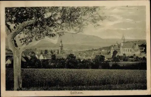 Ak Göllheim in der Pfalz, Blick auf den Ort, Kirche