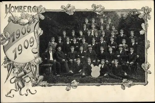 Studentika Passepartout Ak Homberg an der Efze Hessen, Gruppenaufnahme, Klasse 1906 - 1909