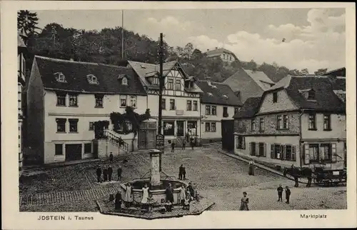 Ak Idstein im Taunus Hessen, Marktplatz, Brunnen