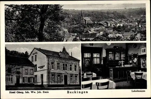 Ak Beckingen im Saarland, Gesamtansicht, Hotel Göerg, Gasthaus zum Bahnhof