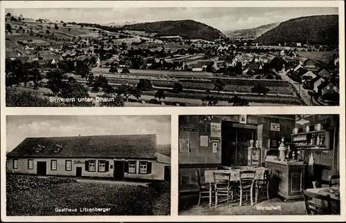 Ak Simmern im Hunsrück, Gesamtansicht, Gasthaus Litzenberger, Wirtschaft