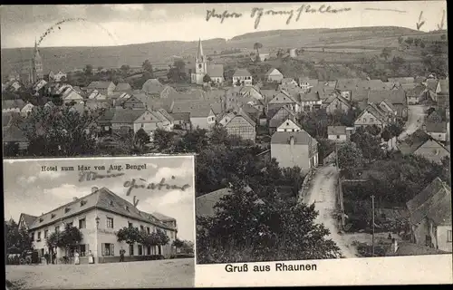 Ak Rhaunen im Hunsrück, Gesamtansicht, Hotel zum Idar