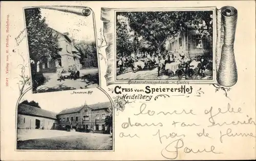 Ak Heidelberg am Neckar, Restaurant Speierers Hof, Gartenpartie, Innerer Hof