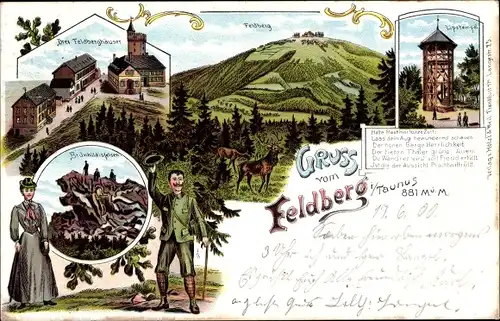 Litho Schmitten im Hochtaunuskreis Hessen, Feldberg, Brunhildisfelsen, Feldberghäuser