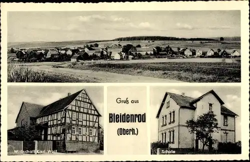 Ak Bleidenrod Homberg an der Ohm im Vogelsbergkreis, Ortsansicht, Wirtschaft, Schule