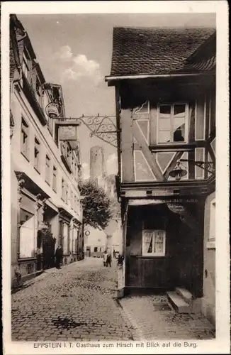 Ak Eppstein im Taunus, Gasthaus zum Hirsch, Blick auf die Burg