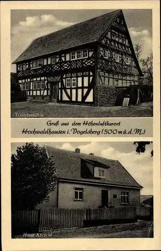 Ak Ilbeshausen Hochwaldhausen Grebenhain Hessen, Teufelsmühle, Haus Krefeld