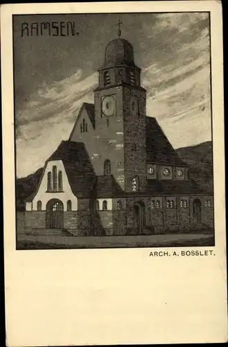 Ak Ramsen in der Pfalz, Kirche, Architekt A. Bosslet