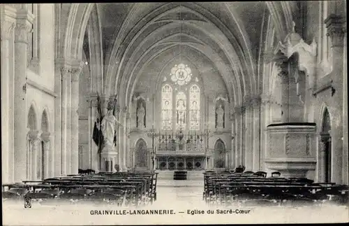 Ak Grainville Langannerie Calvados, Eglise du Sacre Coeur