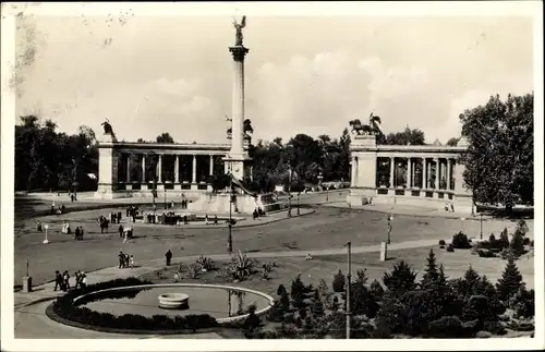 Ak Budapest Ungarn, Helden-Platz, Millenneum-Denkmal