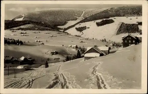 Ak Pec pod Sněžkou Petzer Riesengebirge Region Königgrätz, Winterpanorama