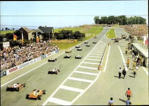 Ak Schleiz im Vogtland Thüringen, Schleizer Dreieck Rennen 1980, Zielrichterturm, Boxenplatz