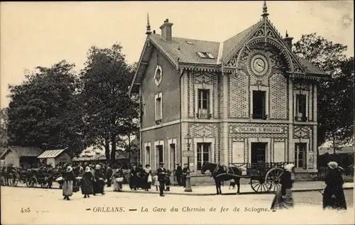 Ak Orléans Loiret, La Gare du Chemin de fer de Sologne