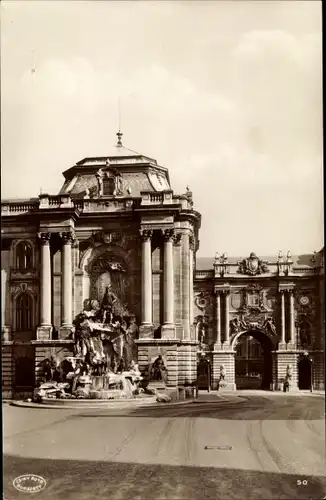 Ak Budapest Ungarn, Königliches Palais, Mathiasbrunnen