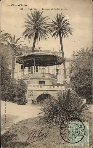 Ak Hyères Var, Kiosque et Jardin public