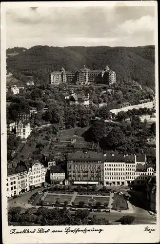 Ak Karlovy Vary Karlsbad Stadt, Blick vom Hirschensprung