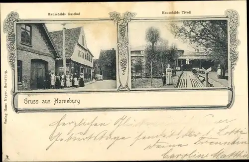 Passepartout Ak Horneburg im Alten Land, Hauschilds Tivoli, Hauschilds Gasthof