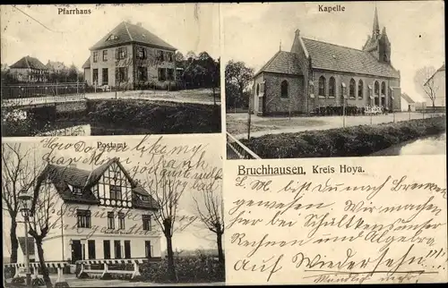 Ak Bruchhausen Vilsen Niedersachsen, Kapelle, Pfarrhaus, Postamt