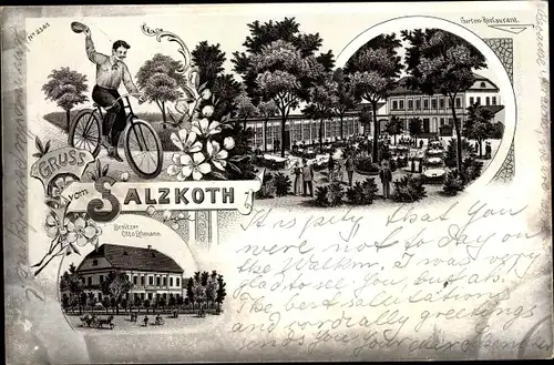 Litho Aschersleben, Salzkoth, Otto Lehmann, Garten Restaurant