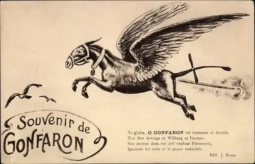 Ak Gonfaron Var, Legende vom fliegenden Esel