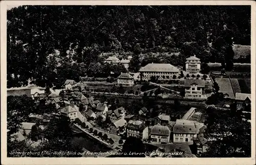 Ak Schwarzburg im Schwarzatal Thüringen, Blick auf Fremdenhäuser u. Lehrerbildungsanstalt