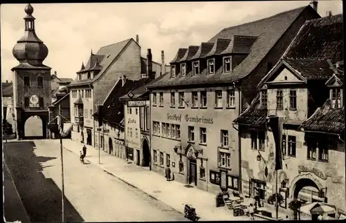 Ak Saalfeld an der Saale Thüringen, Blankenburger Straße mit Loch, Gasthof Gambrinus