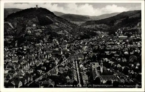 Ak Heppenheim an der Bergstraße, Gesamtansicht mit Starkenburgturm