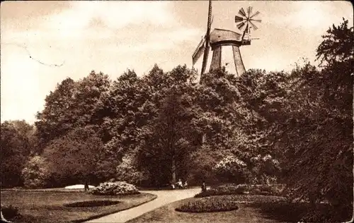 Ak Hansestadt Bremen, Blumenschule, Windmühle