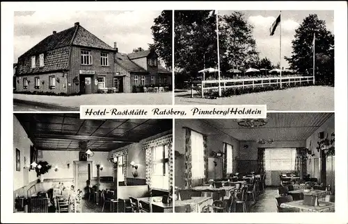 Ak Pinneberg in Holstein, Hotel Ratsberg, Außenansicht, Inneres, Elmshorner Straße 176