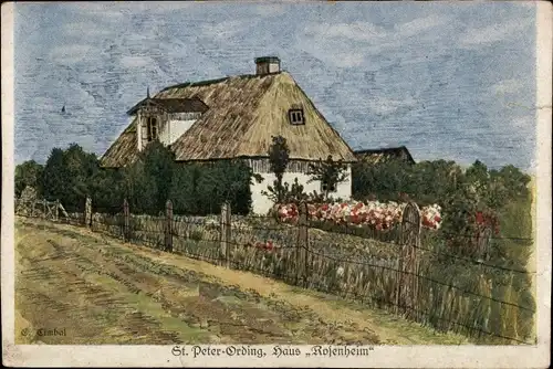 Künstler Ak Cimbel, G., Nordseebad Sankt Peter Ording, Haus Rosenheim