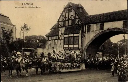 Ak Hamburg Mitte, Festzug, 16. Deutsches Bundesschießen 1909, Ochsenwärder Gemüse Ewer