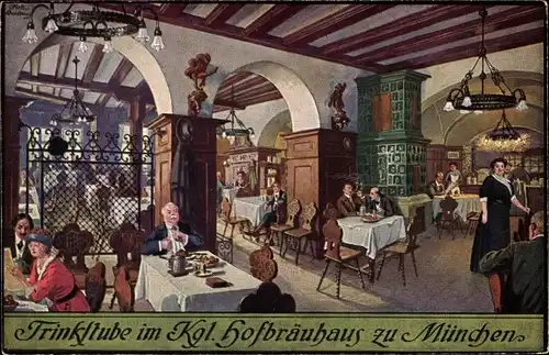 Künstler Ak Quidenus, Fritz, München Bayern, Trinkstube im Königlichen Hofbräuhaus