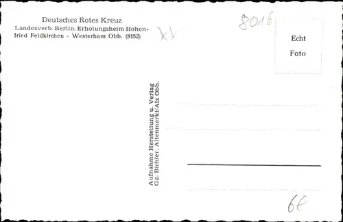 Ak Hohenfried Feldkirchen Westerham, Erholungsheim, Deutsches Rotes Kreuz