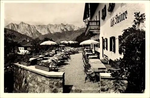 Ak Reit im Winkl Oberbayern, Cafe Steiner, Terrasse mit Blick zum Wilden Kaiser