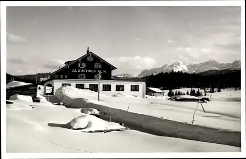 Foto Ak Reit im Winkl Oberbayern, Alpengasthof Augustiner Alm, Winter