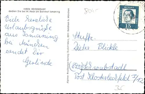Ak Ismaning in Oberbayern, Schloss, Kriegerdenkmal, Isarbrücke, Weiher