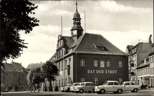 Ak Ronneburg in Thüringen, Rathaus, Rat der Stadt, Markt, Trabanten