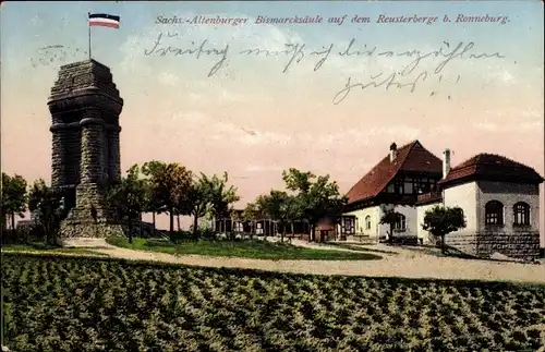 Ak Ronneburg in Thüringen, Sachs. Altenburger Bismarcksäule auf dem Reusterberge