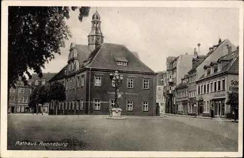 Ak Ronneburg in Thüringen, Rathaus und Stadtsparkasse, Geschäfte