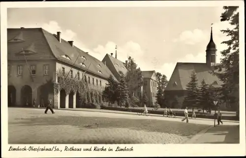 Ak Limbach Oberfrohna in Sachsen, Rathaus, Kirche