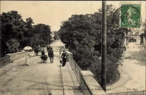 Ak Le Vésinet Yvelines, Rue Felicien David, Straßenpartie, Passanten