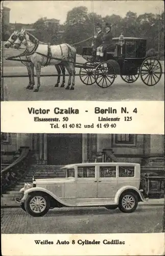 Ak Berlin Mitte, Brautwagen und Brautautos, Cadillac, Elsasserstraße 50, Linienstraße 125