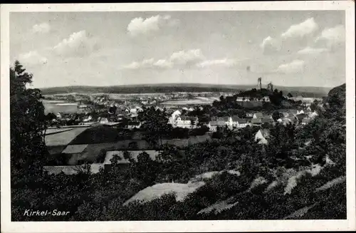 Ak Kirkel im Saarland, Blick zum Ort mit Burgruine, Panorama